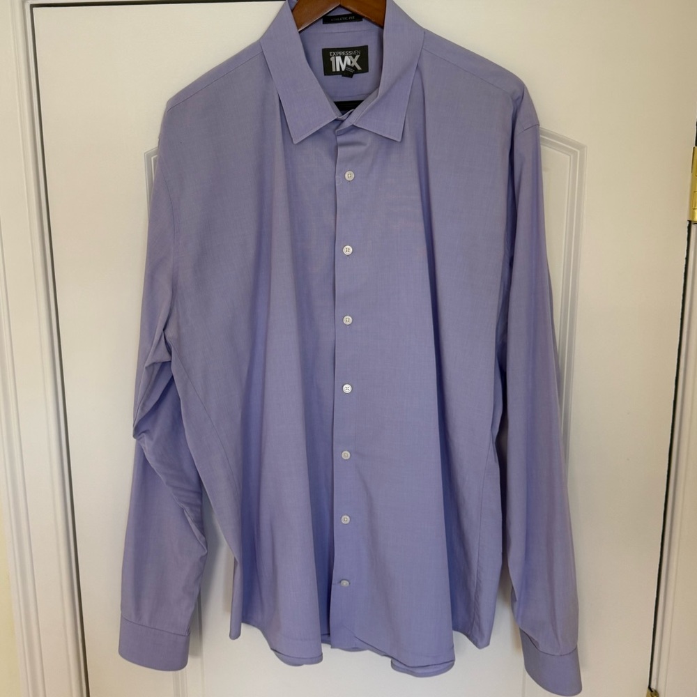 Men's Express 1MX Athletic Fit Long Sleeve Button Down Dress Shirt (XXL)
